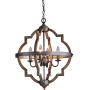 Saint Mossi Stardust Distressed Oak Finish Farmhouse Orb Chandelier Lighting Flush LED Ceiling Light Fixture Pendant Lamp Dining Room Bedroom Livingroom 4 E12 LED Bulbs Required
