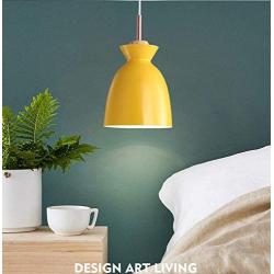 LAKIQ Modern Mini Colorful Pendant Light Nordic Lovely Hanging Ceiling Lighting Kitchen Island Lights for Dining Room Restaurant Bar Living Room (Yellow)