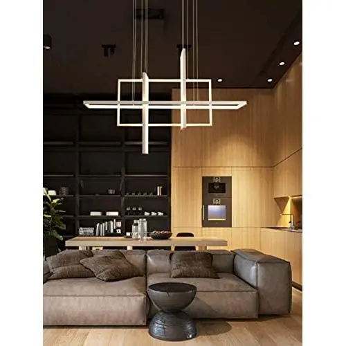 LightInTheBox Dimmable LED Pendant Light Chandeliers Ceiling Lighting Fixture Lamp for Dining Room, Bedroom Dimmable with Remote Control 4000LM (Silver)