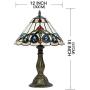 Tiffany Style Retro Baroque Lamp Table Light 12 Inches Wide Hand-Cut Stained Glass Desk Antique Night Light and Antique Brass Finish Metal Lamp Base for Living Room Restaurant Office EFFORTINC.COM