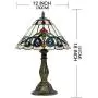 Tiffany Style Retro Baroque Lamp Table Light 12 Inches Wide Hand-Cut Stained Glass Desk Antique Night Light and Antique Brass Finish Metal Lamp Base for Living Room Restaurant Office EFFORTINC.COM