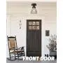 VICNIE 1-Light Semi Flush Mount, 6.3 inch Industrial Ceiling Light Fixture, Seeded Glass Lampshade, Black Finish for Hallway, Laundry, Foyer, Kitchen