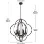 VINLUZ Farmhouse Pendant Lighting Candle-Style 6 Light Metal Globe Dining Room Chandelier, Modern Light Fixtures Ceiling for Kitchen Island Entryway Foyer Bedrooms