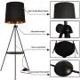 Contemporary Industrial Black Shade Tripod Floor Lamp with Shelves- Modern Mid Century Design Standing Light with Metal Legs - Adjustable Height Reading Light for Living Room Bedside Office Contemporary Industrial Black Shade Tripod Floor Lamp with Shelves- Modern Mid Century Design Standing Light with Metal Legs - Adjustable Height Reading Light for Living Room Bedside Office