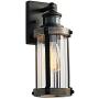 MOTINI Outdoor Dusk to Dawn Wall Lantern Lamp with Motion Sensor, Textured Black Rustic Wall Light with Clear Ribbed Glass, 60W, ST58 Bulb Included, ETL Listed