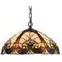 Capulina Tiffany Dining Table Lights, 16 Inch Wide Hanging Tiffany Style Lamp, 2-Light Stained Glass Lighting Fixtures, Stained Glass Dining Room Lights, Beautiful Victorian Tiffany Pendant Lights