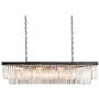 Moooni Industrial Rectangle Crystal Chandelier Vintage Rectangular Pendant Lighting Fixtrue for Dining Room Kitchen Island Farmhouse Dining Room Black 6 Lights L 47''x W 10'' x H 10''