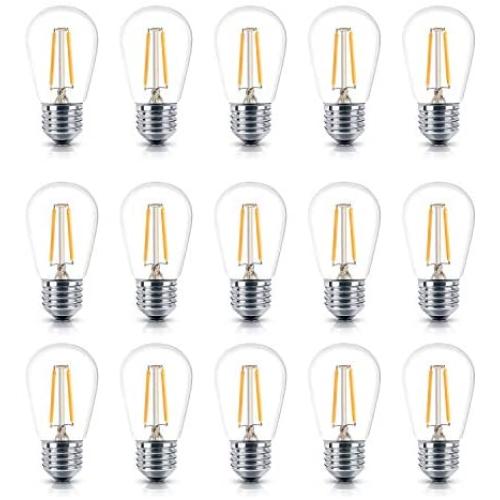 Brightech Ambience PRO LED Energy Efficient 2 Watt Neutral White 3000K Dimmable Bulb - Outdoor String Lights – Edison-Inspired Exposed Filaments - 15 Pack - E26 Base