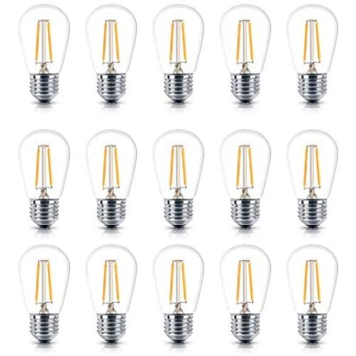 Brightech Ambience PRO LED Energy Efficient 2 Watt Neutral White 3000K Dimmable Bulb - Outdoor String Lights – Edison-Inspired Exposed Filaments - 15 Pack - E26 Base