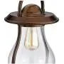 Fredrik Rustic Industrial Farmhouse Table Lamp with Nightlight Antique Edison Style LED Bronze Lantern Burlap Tapered Drum Shade for Living Room Bedroom Nightstand Office - Franklin Iron Works