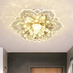 BAYCHEER Romantic Luxurious Flower Clear Crystal LED Ceiling Light Modern LED Corridor Flush Mount Lighting Fixture for Living Room, Bedroom, Dining Room Decoration