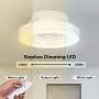 Tangkula 23'' Ceiling Fan with Lights, Round LED Ceiling Lighting Fan with Invisible Blades Starry Sky Acrylic Lampshade, Stepless Dimmable with Remote Control, 3 Speed, for Living Room, Bedroom for Children