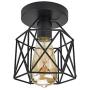 Lysed Semi Flush Mount Ceiling Light E26 E27 Light Fixtures Retro Black Industrial Pendant Light Metal Bulb Guard Lamp Cage for Porch Hallway Kitchen Stairway Farmhouse Light