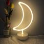 LED Warm White Moon Shape Led Neon Sign Kids Night Light with Base Marquee Signs Light Battery USB Operated Marquee Signs for Home Party Birthday Children Gifts Bedroom Bedside Table Light Lamp