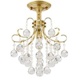 SOZOMO Crystal Chandeliers,60W Modern Gold Crystal Pendant Lighting, with 1- Light Flush Mount Ceiling Light for Bedroom, Living Room, Dining Room, Hallway, Wedding, Office. (14.7in-60W)