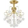 SOZOMO Crystal Chandeliers,60W Modern Gold Crystal Pendant Lighting, with 1- Light Flush Mount Ceiling Light for Bedroom, Living Room, Dining Room, Hallway, Wedding, Office. (14.7in-60W)