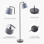 CO-Z Modern Contemporary Floor Lamp , Sleek Grey Fabric Shade & Sturdy Black Framework, Accent Standing Lamp for Bedroom, Office, Living Room or Hallway