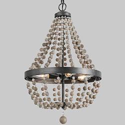 Farmhouse Chandelier, Bead Light Fixture, Bohemian Chandelier for Dining Room, Entryway, 25.4'' H x 16.1'' W