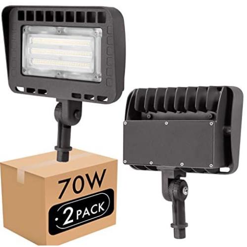 Lightdot Outdoor LED Flood Security Light with Knuckle Mount, (70W Eqv 300w) 5000K Adjustable Angle Required for Illuminating Flagpole/Tree/Yards/Advertising Boards