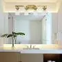 BONLICHT Farmhouse Vanity Light Brushed Brass 4 Light Bath Wall Lighting Fixture Modern Sconce Wall Mounted Lamp Clear Glass Shade for Hallway Dining Room Bathroom