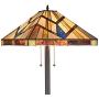 Capulina Tiffany Style Floor Light, 2 Light Tiffany Pole Lamp, Mission Style Tiffany Floor Lamp, 17.9 Inches Wide Stained Glass Floor Lamps, Standing Lamp, Leaded Glass Floor Lamp (Tall: 66.9 inches)