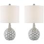 Maxax Modern Table Lamp Set of 2 Ball Ceramic Desk Lamp with White Fabric Shade for Living Room Family Bedroom Bedside