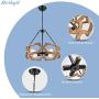 Bribyit Farmhouse Wood Drum Chandeliers for Dining Rooms Hand-Painted Antique Finish, Antique Wood and Metal Chandelier Ceiling Pendant Light 4 Candle Holder Lights