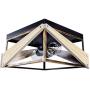 Rustic Industrial Flush Mount Ceiling Light Fixture,Two-Light Metal and Wood Square Flush Mount Ceiling Light for Living Room, Bedroom, Kitchen, Hallway, Dining Room，Porch，Antique Gold &Black