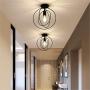 Modo Lighting Retro Industrial Flush Mount Ceiling Light Kids Ceiling Light Black Antique Metal Spherical Ceiling Lamp Light Fixture for Bedroom Hallway Stairway Porch (Black)
