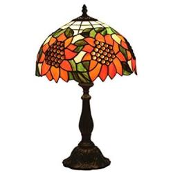 Carl Artbay Tiffany Orange Stained Glass Table Lamp Reading Sunflower Vintage Art Light 12''