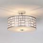SOTTAE 12'' Elegant 2 Lights Chrome Finished Semi Flush Mount Ceiling Light,Metal Hanging Fixture Lighting,Glass Diffuser Ceiling Lamp for Bedroom,Living Room,Kitchen, Hallway