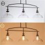 Modern 3-Light Pendant Lighting ,Adjustable Kitchen Island Lights Hanging Height Lamps with Glass Shade Linear Chandelier Ceiling Light for Dining Living Open Kitchen Room