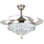 BIGBANBAN Crystal Pendant Light Ceiling Fans,Modern LED Ceiling Fans Light with 4-Blades Retractable for Dining Room/Bedroom 42 inch (Sliver)