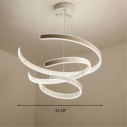 LED Chandeliers - BAYCHEER Modern Foyer Circular Pendant Lights Adjustable Hanging Ceiling Lights Fixtures Contemporary 3 Rings Lighting Dining Room Living Room Natural Light in White