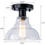 Industrial Semi Flush Ceiling Lamp Vintage Close to Ceiling Light Fixture with Clear Glass Shade,Pendant Light for Kitchen Island Dining Room,7.5in,1 Pack