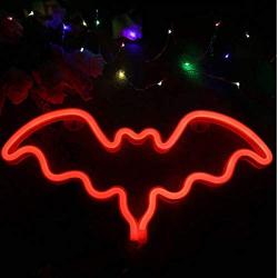 Red Bat Led Neon Light Art Decorative Novelty Neon Sign Wall Table Decor for Christmas Party Children’s Room Living Room Bar Hotel Decoration