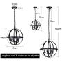 DLLT Industrial Pendant Lighting Fixture, Flexible Chandelier Hanging, Rustic 5 Light Flush Mount Ceiling Pendant Lamp for Kitchen, Dining Room, Living Room, Hallway, Bedroom, Entryway, E12 Base Gold