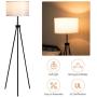 Tangkula 60.5'' Metal Tripod Floor Lamp, Contemporary Minimalist Standing Floor Light with Iron Legs, Fabric Drum Shade, E26 Lamp Base, Mid Century Modern Reading Light for Living Room, Bedroom