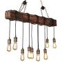 10-Lights Chandelier Wooden Retro Rustic Pendant Light - Industrial Suspension Light line can be Adjusted Freely - Distressed Wood Chandelier for Dining Table Vintage Kitchen, Bar, Island, Billiard.