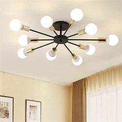 LightInTheBox 10-Head Vintage Metal Semi Flush Mount Ceiling Light Living Room Dining Room Lighting Painted Finish Ceiling Light Lighting Fixture