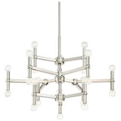 Marya Brushed Nickel Large Chandelier 32'' Wide Modern 24-Light Fixture for Dining Room House Foyer Kitchen Island Entryway Bedroom Living Room - Possini Euro Design
