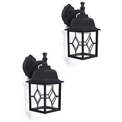 CORAMDEO Outdoor LED Square Wall Sconce Light for Porch, Patio, Deck, Wet Location, Built in LED Gives 100W of Light from 11W of Power, 1000 Lumens, 3K, Durable Cast Aluminum with Black Finish 2 Pack