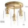 Pathson Industrial Ceiling Light Fixture, 3-Light Semi Flush Mount Ceiling Lamp with Glass Shade, Ceiling Chandelier Light for Hallway Loft Kitchen Bar Dining Room