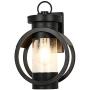 Industrial Outdoor Wall Lantern Modern Exterior Wall Mounted Light Fixtures Outdoor Wall Lamp Waterproof Metal House with Seed Glass for Porch Lighting Matte Black