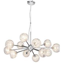 MEEROSEE Sputnik Chandeliers Modern Bubble Glass Chandelier Pendant Lighting Chrome Wired Aluminum 12-Light Fixture W37.4'' for Dining Room Living Island Kitchen Bedroom Foyer Entryway