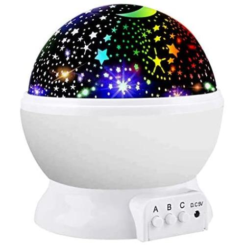 Star Night Light Projector, Colourful Night Lamp for Kids Children Rotating 3 Modes Romantic Magical Gift Present Toys Sleeping Aid(White)