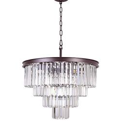 Meelighting Oil Rubbed Bronze Crystal Modern Contemporary Chandeliers Pendant Ceiling Light 4-Tier Chandelier Lighting for Dining Room Living Room Bedroom Girls Room Dia 23.6''