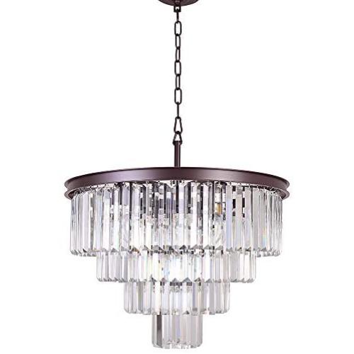 Meelighting Oil Rubbed Bronze Crystal Modern Contemporary Chandeliers Pendant Ceiling Light 4-Tier Chandelier Lighting for Dining Room Living Room Bedroom Girls Room Dia 23.6''