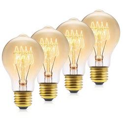 Edison Light Bulb, DORESshop Dimmable A19 40W Antique Vintage Style Incandescent Light Bulbs, Amber Glass, 240LM, Warm White E26 Edison Bulbs for Home Light Fixtures Decorative, 4 Pack