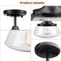 Ceiling Light Fixture 2 Pack 2 Bulb Flush Mount Light Glass Light Fixtures Ceiling Glass Flush Mount Ceiling Light for Dining Room, Glass Kitchen Light for Indoor Outdoor Use